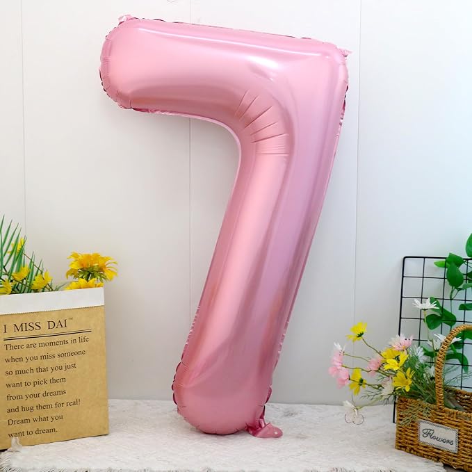 40 Inch Pink Number 7 Balloon, Giant Number Balloons, Birthday Decorations | - Image 2