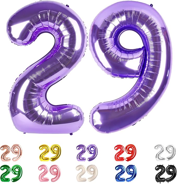29 Balloon Numbers 40Inch for 29th Women Birthday Decorations, Inflation Straw by Mluchee