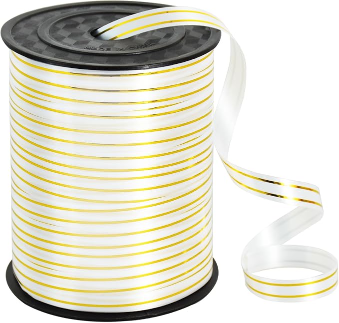 TONIFUL Curling Ribbon-White Gold Balloon Curling Ribbons-250 Yards Balloon by TONIFUL