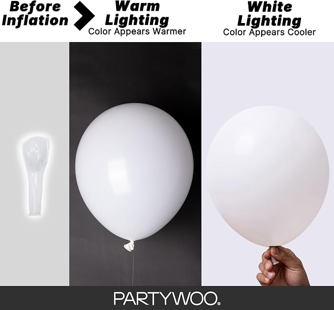 PartyWoo White Balloons 50pcs 12 Inch Latex Helium White Balloons | Wedding - Image 3