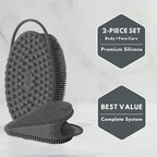 Body Face Scrubber Set Silicone - 2 Pack Shower Brush Facial Cleansing Kit - Avilana Bath Loofah Alternative Complete Skincare System Dual Sided - Gift Set Women Men