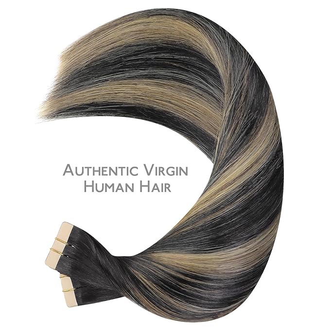 WENNALIFE Tape in Hair Extensions Human Hair, 40pcs 100g 16 inch Balayage Natural Black to Light Blonde Hair Extensions Real Human Hair Straight Tape in Extensions Invisible Human Hair Extensions