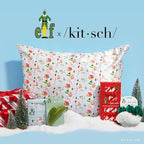 Kitsch x Elf Periwinkle Christmas Satin Pillowcase, Softer Than Silk Pillow Cases King, Cooling Pillow Covers, Satin Pillowcase with Zipper for Hair, Skin & Quality Sleep, Wrinkle-Free, Smooth, 19x36