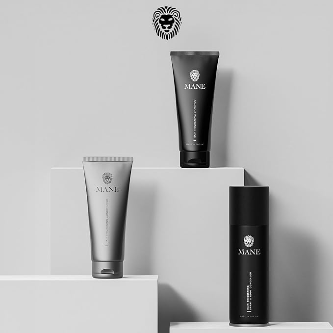 Mane Hair Thickening Spray & Root Touch Up, Instantly Thicker Hair for Men & Women, Fill in Hairlines and Hide Thinning and Fine Patches - Hazel, 12 Colors (6.76 oz)