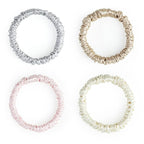 22 Momme 100% Mulberry Silk Hair Ties, Well-Hold Elastic for No-Damage (4Pack,Champagne,LightGray,CreamWhite,LightPink), 6A, Scrunchies, Reduces Frizz & Breakage, OEKO-TEX Certified