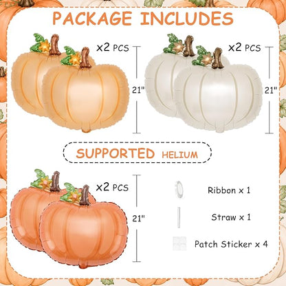 Little Pumpkin Foil Balloon Set 6 Pcs 21 Inch Friendsgiving | Six 21-inch - Image 3