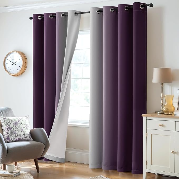 Yakamok 100% Blackout Curtains Ombre Purple Curtains - Image 6