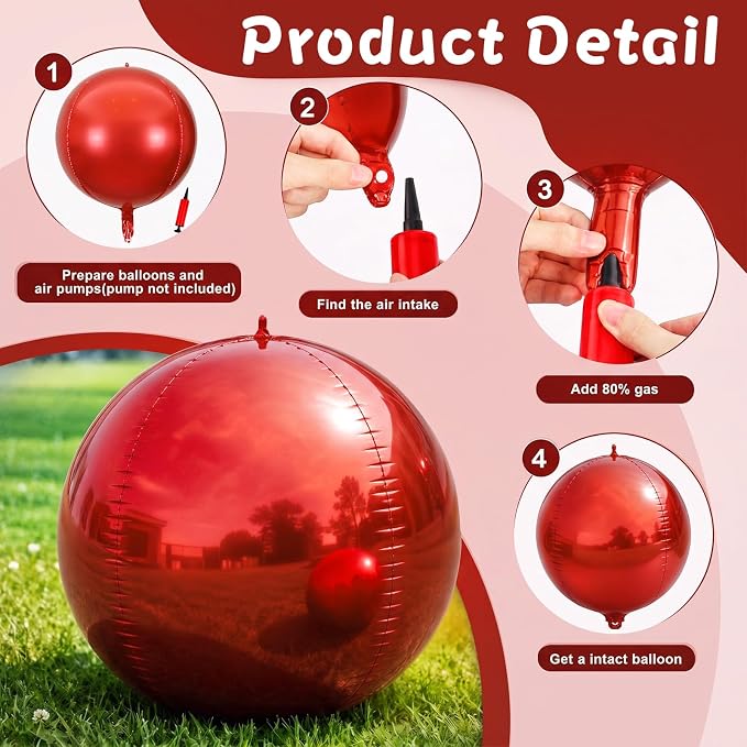 6 Pcs Giant Metallic Party Balloons, Birthday Wedding Bridal Baby Shower Party - Image 8