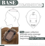 SEGO Hair Toppers for Women Real Human Hair with Thinning, with Front Bangs Clip in Toppers Straight 150% Density Silk Base -18 Inch #6 Light Brown
