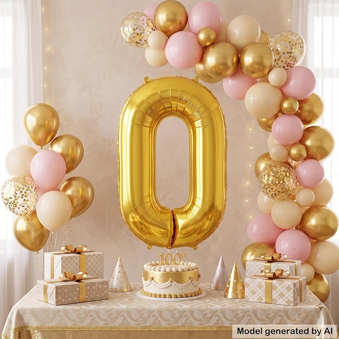 40 Inch Gold Number 0 Foil Balloon - Image 3