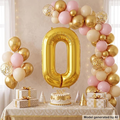 40 Inch Gold Number 0 Foil Balloon - Image 3