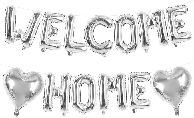 TONIFUL Silver Welcome Home Balloon Set – 16 Inch Mylar Foil Letter Balloons by TONIFUL