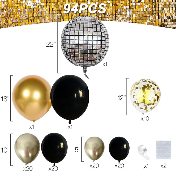 Black and Gold Balloons Garland Arch Kit, 18 12 10 5 Inch Black Metallic Gold - Image 2
