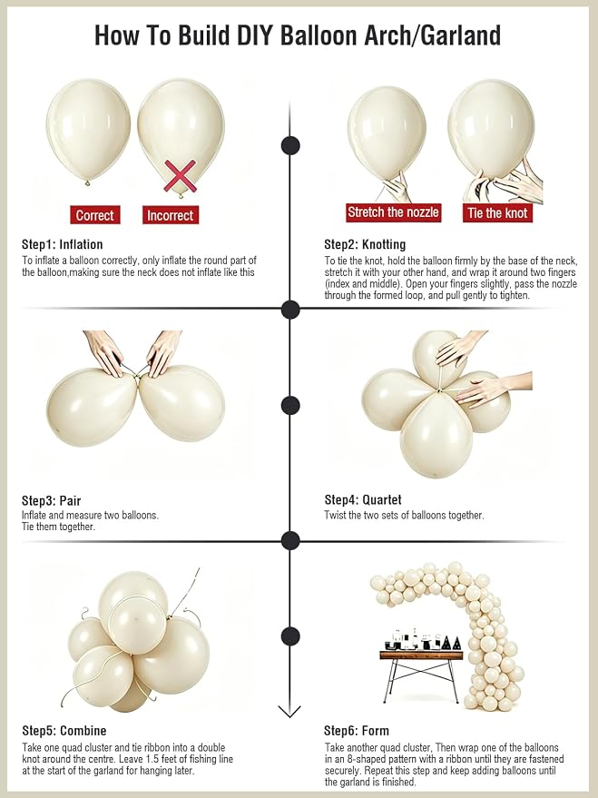 White Sand Balloons 55 Pcs 12 Inch Sand White Neutral Latex Balloons Arch Kit - Image 5
