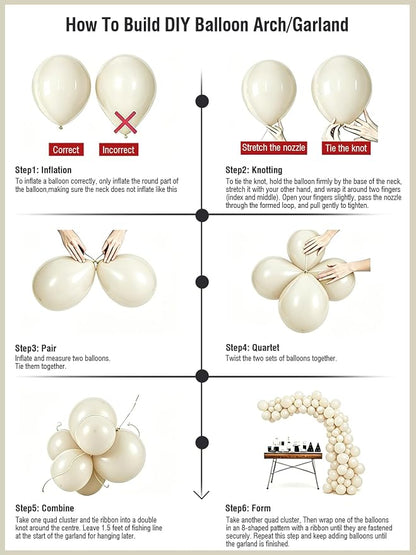 White Sand Balloons 55 Pcs 12 Inch Sand White Neutral Latex Balloons Arch Kit - Image 5