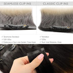 WENNALIFE Seamless Clip In Hair Extensions, 14 Inch 130g 7pcs Dark Brown to Chestnut Brown and Dirty Blonde Hair Extensions Clip in Human Hair Invisible PU Skin Weft Remy Human Hair Extensions