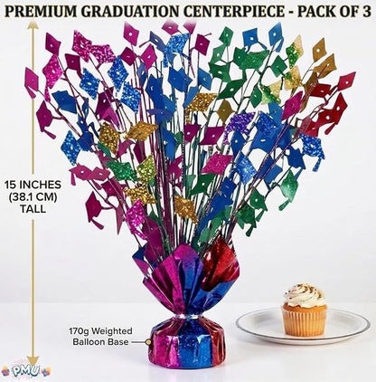 PMU 3 Pcs Multicolor Graduation Balloon Weights, Graduation Centerpieces - Image 2