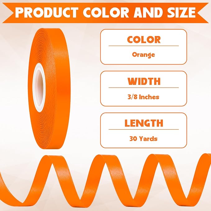 3/8In 30Yards Orange Thin Ribbon - Image 2