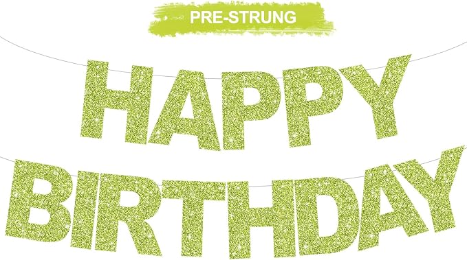 BEISHIDA Pre-Strung Grass Green Happy Birthday Banner Party Sign Decoration | by Beishida