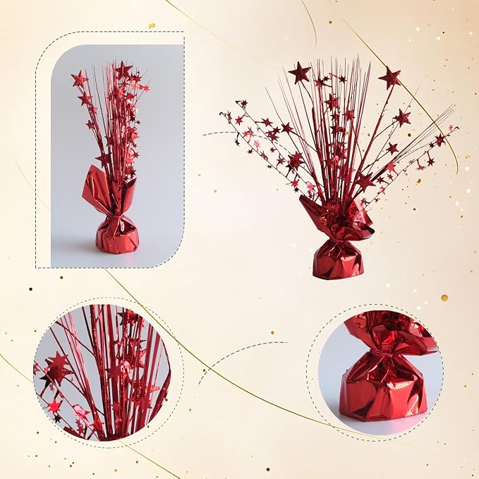 12 Pack Metallic Red Foil Spray Centerpieces Stars Brust Table Centerpieces - Image 5