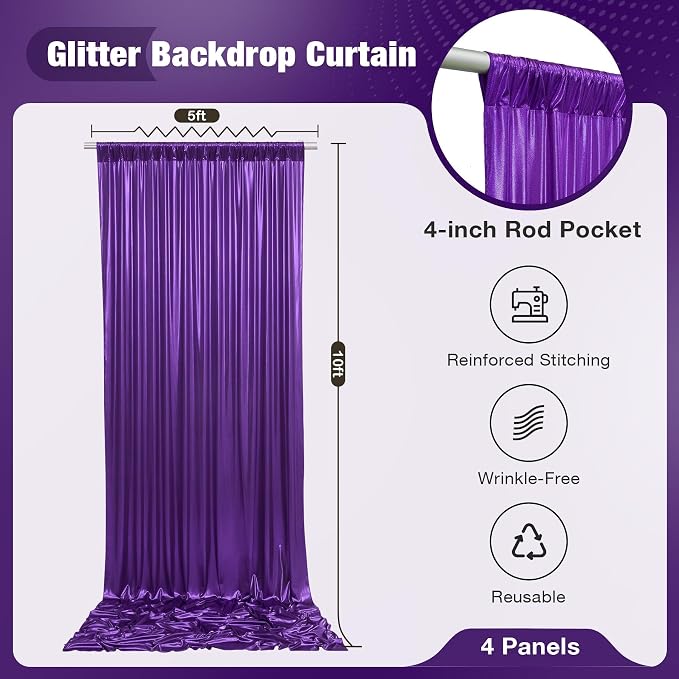 20x10FT Purple Sequin Backdrop Curtain - Image 5