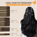 DOORES Clip in Hair Extensions Human Hair, Balayage Chocolate Brown to Honey Blonde 150g 9pcs 16 Inch, Real Human Hair Extensions Straight Balayage Clip in Extensions Thick Hair