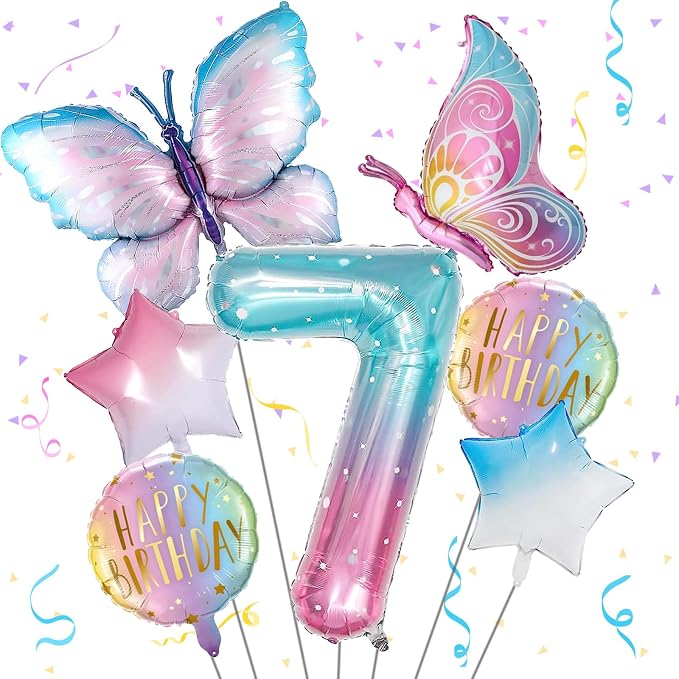 Butterfly Balloons 7th Birthday Decorations by Isndare