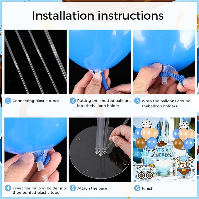 6 Sets Cowboy Baby Shower Balloon Stand Kit - Image 5
