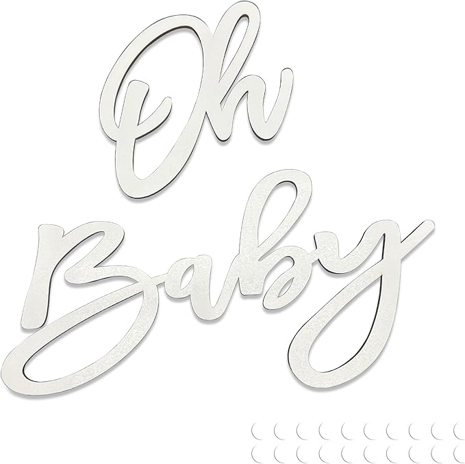 Oh Baby Sign for Backdrop, Wooden Baby Shower Sign White Letters Party Banner by SIWUCHYE