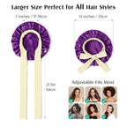 YFONG 100% 22 Momme Mulberry Silk Bonnet for Sleeping Women, Larger Double Layer Silk Hair Wrap for Curly Short Long Hair, Non-Slip Sleep Cap Turban with Elastic Tie Band (Purple & Yellow)