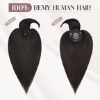 MY-LADY Human Hair Toppers for Women Real Human Hair with Bangs Thin 8.5 * 8.5CM Mono Base Clip in Remy Hairpieces Light Weight 14 Inch Natural Black