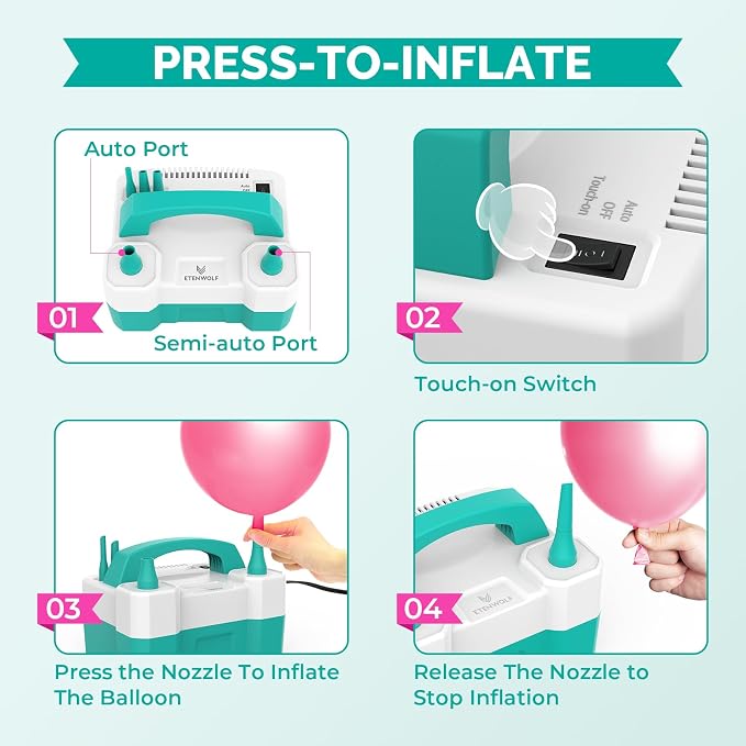 ETENWOLF Electric Balloon Pump for All Balloons | Balloon Inflator for Birthday - Image 4