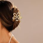 Gold Hair Clips for Women Flower and Double Row Small Claw Clips for Thin/Medium Fine Hair - Nonslip Jaw Clips