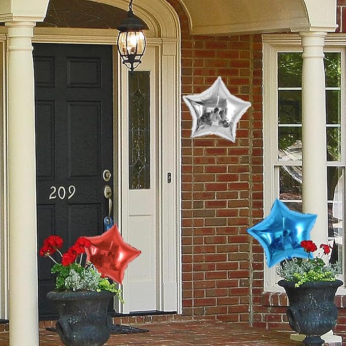 TONIFUL 24 Pcs Star Shaped Balloons 18 Inch Large Blue Silver Foil Balloons | - Image 6