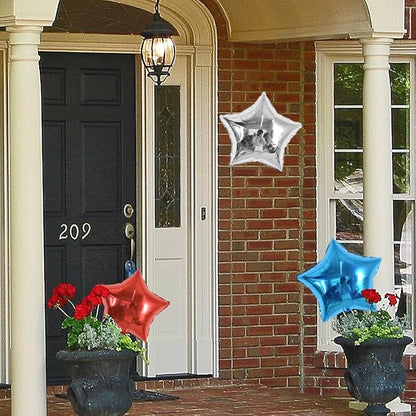 TONIFUL 24 Pcs Star Shaped Balloons 18 Inch Large Blue Silver Foil Balloons | - Image 6
