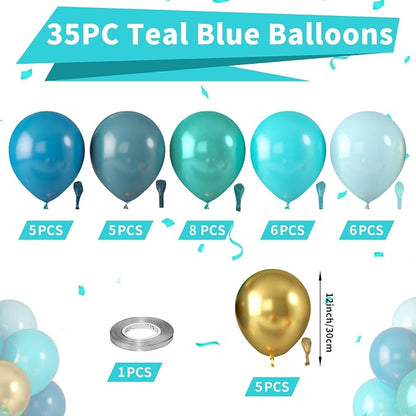 Teal Blue Balloons, Turquoise Balloons Macaron Teal Blue Balloon, Peacock Blue - Image 2