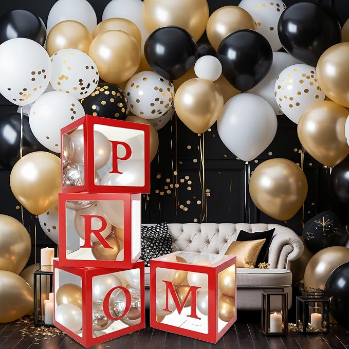 4 Pcs Prom Boxes with Letters 11.8 x 11.8 x 11.8 Inch Clear Prom Balloon Boxes - Image 7
