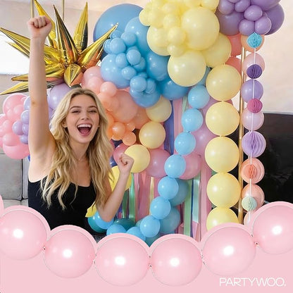 PartyWoo Pastel Linking Balloons 100pcs 12 Inch Rainbow Link Balloons | - Image 3