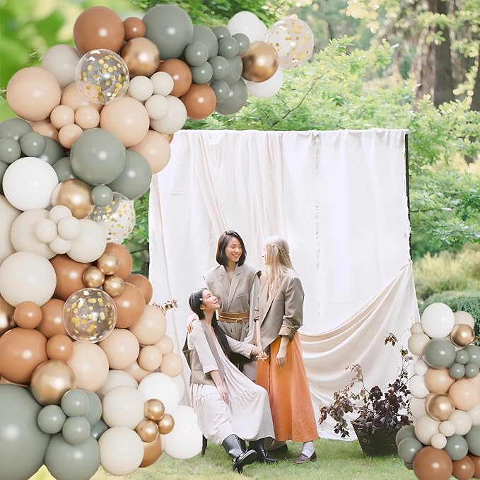 DBKL Dusty Green Nude Balloon Garland Arch Kit, Cream White Sand Sage Green - Image 6