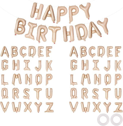 65 Pcs Caramel Happy Birthday Balloons, 2 Sets A-Z Caramel Letters Foil Balloons by Unknown