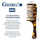 Giorgio G53 Wide Tooth Comb for Curly Hair Detangler, Wide Tooth Combs for Women with Thick Hair, Large Tooth Comb For Wet and Dry, Handmade Rake Detangler Saw-Cut and Hand Polished (8")