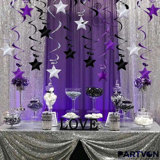 Purple Black Silver Hanging Swirl Decorations - Image 6