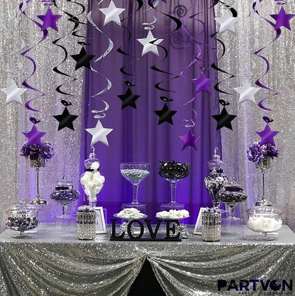 Purple Black Silver Hanging Swirl Decorations - Image 6