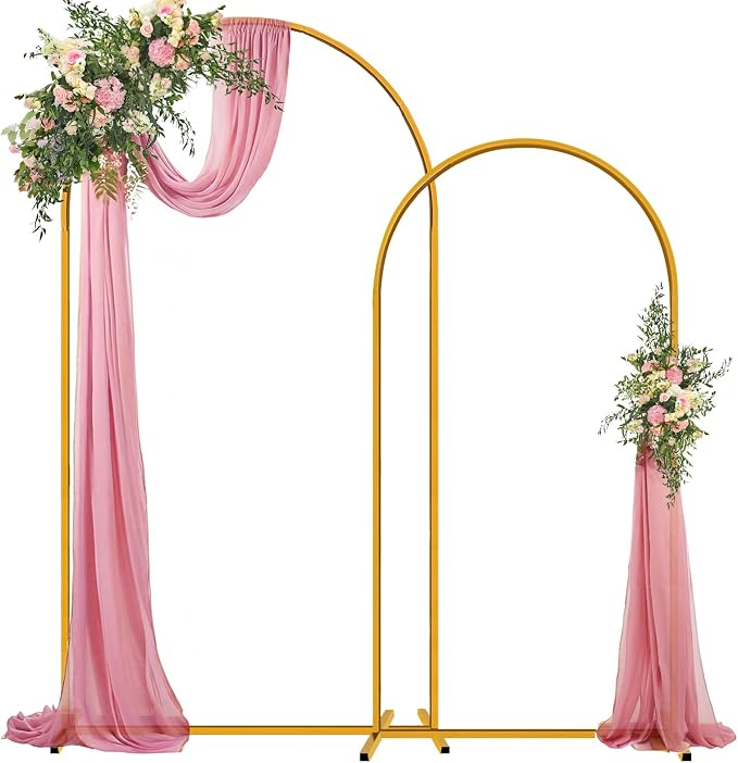 Hemmotop Metal Arch Backdrop Stand Set of 2, 7.2ft and 6ft | Pieces are Labeled by Hemmotop