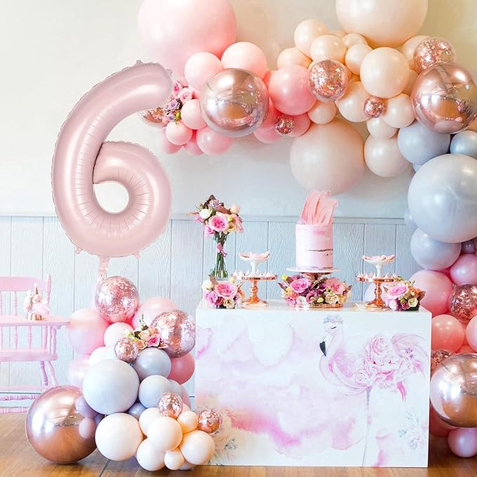 Light Pink Number 16 Balloon, 40 Inch Giant Mylar Number Balloons, Large Foil - Image 4