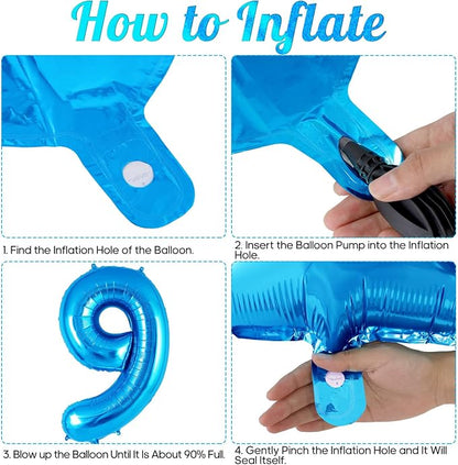 Blue Number 9 Balloon 40 Inch, Big Large Foil Helium Number Balloons, Jumbo - Image 7