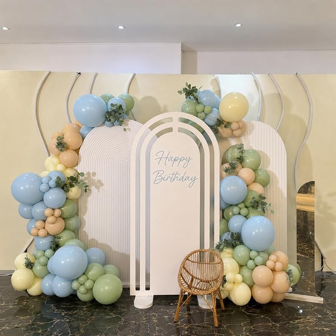Blue Green Yellow Balloons, 12 Inch Olive Green Light Blue Pastel Macaron - Image 5