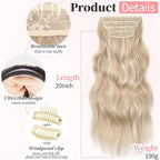KooKaStyle Clip in Long Wavy Synthetic Hair Extension 20 Inch Pearl Blonde 4PCS Thick Hairpieces Fiber Double Weft Hair for Women