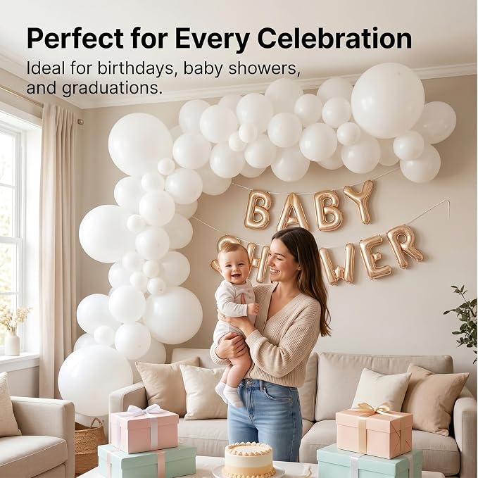50pcs 12 Inch Helium Matte White Latex Balloons | Premium Quality White Balloons - Image 5