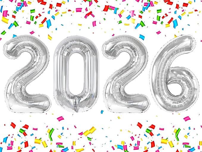 Silver 2026 Number Balloon 40 Inch, Foil Balloons 2026 New Years Eve Party by Upgesy